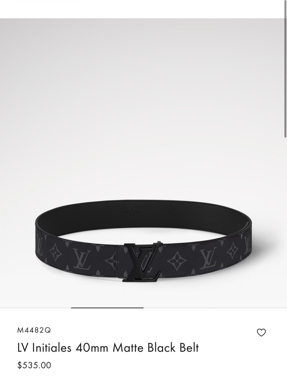 Louis Vuitton Matte Black LV Initiales 40mm Belt
